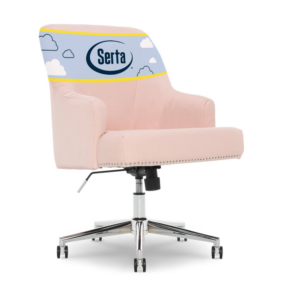 Style Leighton Home Office Chair Party Blush Pink - Serta: Mid-Back, Chrome Detail, Memory Foam