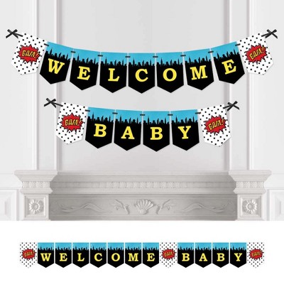 Big Dot of Happiness Bam Superhero - Baby Shower Bunting Banner - Comic Book Party Decorations - Welcome Baby