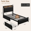 Twin Size Bed Frame with Storage Drawers and Charging Station, Upholstered Platform Bed with Headboard - 2 of 4