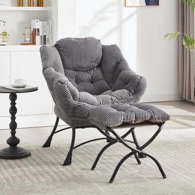 KTMBDW Lazy Chair with Ottoman, Modern Lounge Accent Chair with Armrests and a Side Pocket, Leisure Sofa Armchair with Footrest for Small Space