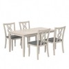 VECELO Rustic Wooden Dining Chairs, Rubber Wood Kitchen Chairs with Padded Seat & Elegant Hollowed Backrest, Gray - 4 of 4