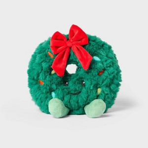 6" Holiday Wreath Stuffed Animal - Gigglescape™: Polyester, 1 Year+, 6.5" Width, 4.25" Depth, 0.2 lbs - 1 of 3