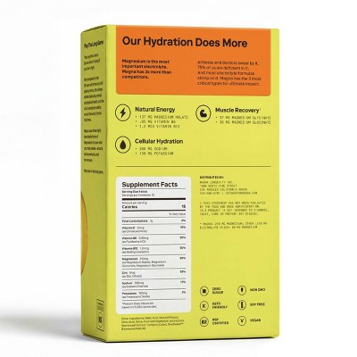 Magna Hydration Electrolyte Mix Stick Pack Dietary Supplement Vegan Powder - Iced Tea Lemonade - 10ct: Magnesium 210mg, NSF Certified, Sugar-Free