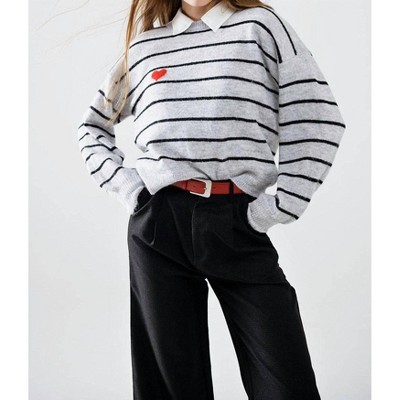 Women's Suitable In Stripes With A Hint Of Charm Sweater - Q2