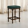 Rustic Wooden Counter Stools Set of 2 with Padded Seat, Nailhead Trim, and Turned Legs for Kitchen, Dining Room, or Bar - 2 of 4
