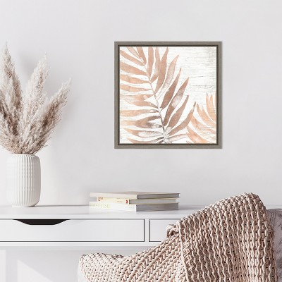 Neutral Palm Fossil II Light Brown Canvas Wall Art 16 x 16