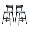 CAVINAS Modern Wooden Bar Chairs Set of 2, Upholstered Counter Height Stools with Backrest and Footrest, Soft Kitchen Island Chairs - 2 of 4
