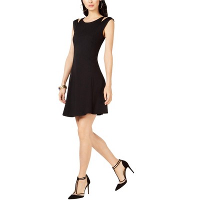 I.N.C International Concepts Womens Cutout Fit & Flare Dress, Black, Large