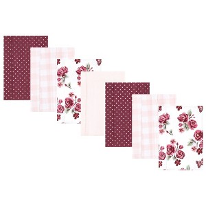 Hudson Baby Infant Girl Flannel Burp Cloth 7pk, Sweet Roses, One Size - 1 of 4