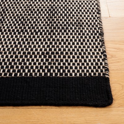 Vermont Black Handwoven Wool 5' x 8' Area Rug