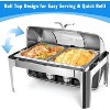 9QT Roll Top Chafing Dish Buffet Set, Stainless Steel Commercial Food Warmer, Rectangle Buffet Server with 2*1/2 Pans, Soft Close Lid & Fuel Holder - 4 of 4