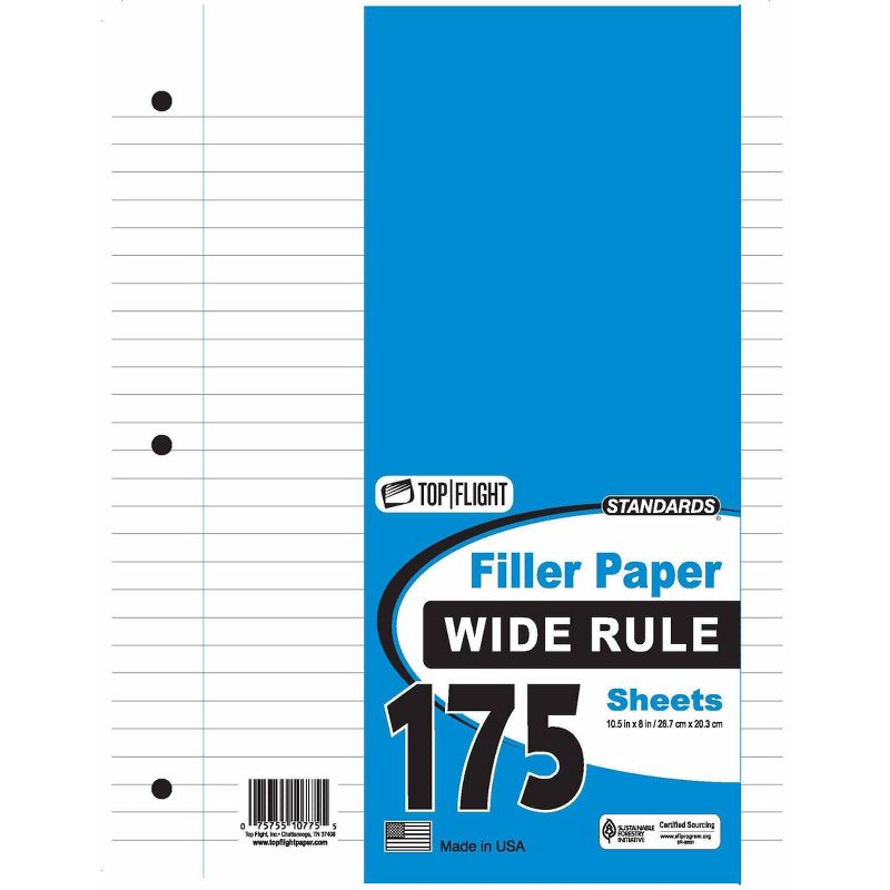 Top Flight 175 Sheet Wide Ruled Filler Paper White, 1 of 2