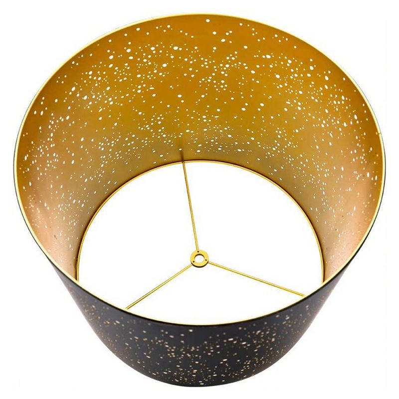 ALUCSET 12 x 14 x 10 Inch Starry Sky Etched Metal Drum Lamp Shade, Black & Gold, 5 of 7