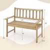 Costway Indonesia Teak Wood Garden Bench 2-Person Patio Bench with Backrest & Armrests Natural - 3 of 4