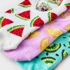 Women's Fruits 3pk Liner Socks - Pink/Ivory/Aqua 4-10: Midweight Knit, Hidden Gel Heel Grip - 3 of 3