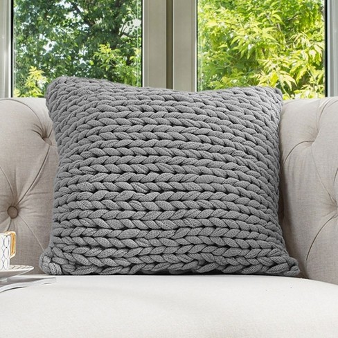 Cheer Collection Chunky Cable Knit Throw Pillow 18 X 18 gray Target