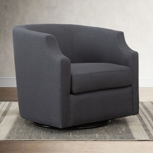 Okak Elegant Linen Swivel Chair Accent Chair with Soft Cushion Glider Barrel Sofa Chair with Metal Base for Lounge Bedroom, Gray - 1 of 4