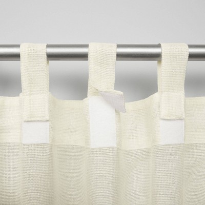 White Polyester Room-Darkening Tab Top Curtain Panels