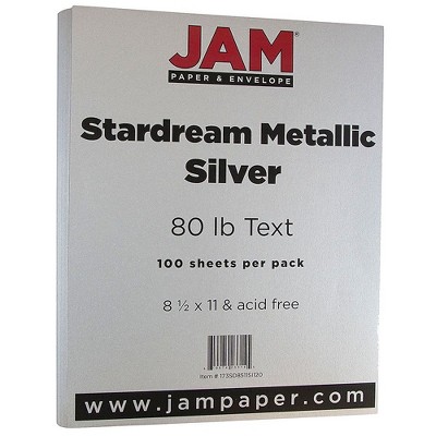 JAM Paper Metallic 32lb Paper 8.5 x 11 Silver Stardream Metallic 173SD8511SI120