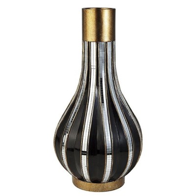 NicBex Polyresin Vase Home Unique Shape with Black Finish and Silver Zebra Pattern for Centerpieces for Dining Room, Living Room, Office