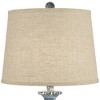 Regency Hill Tanya Country Cottage Table Lamps 26 1/2" High Set of 2 Blue Wash Burlap Linen Drum Shade for Bedroom Living Room Bedside Nightstand Home - 2 of 4