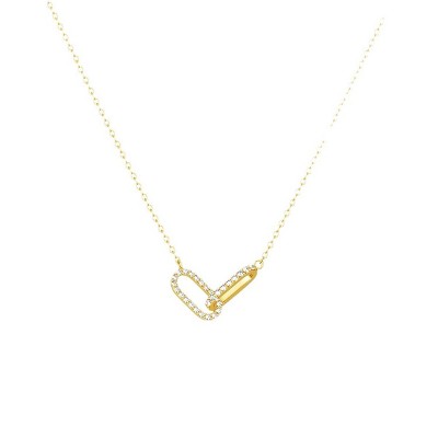 Attop Dainty Diamond Necklaces for Women Simple 14K Gold Plated Paperclip Choker Necklaces Open Oval Necklaces
