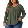 Agnes Orinda Women's Plus Size Waffle Knit Pleat Front Crew Neck Long Sleeve Work Blouses - 2 of 4