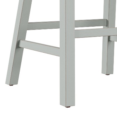 Moreno Blue Gray 24" Wood Backless Saddle Counter Stool