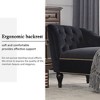 YOOCOZZ Velvet Chaise Lounge Sofa with Nail-head Trim and French-Style Wood swivel Legs - Black - 3 of 4