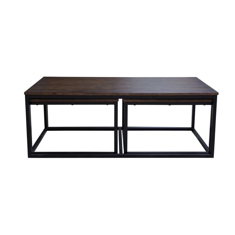 54&#34; Wide Arcadia Acacia Wood Coffee Table with Nesting Tables Antiqued Mocha - Alaterre Furniture, 4 of 12