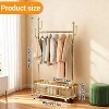 Hall Tree Coat Tree Hanging Rack, Shoe Rack Organizer,Metal Laundry Hamper Clothes Storage Organizer with Lockable Wheels - 2 of 4