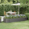 vidaXL Garden Raised Bed in Gray Powder-Coated Steel, 98"x39.4"x14.2", Weather-Resistant Oval Planter Pot for Outdoor Use - 2 of 4