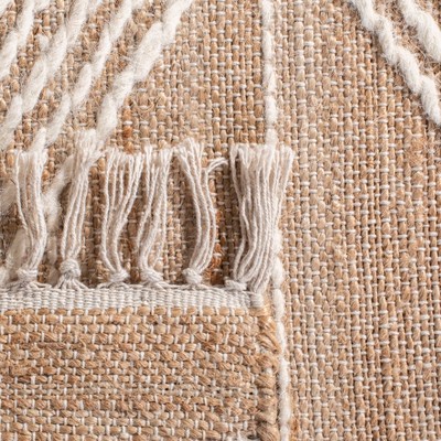 Natural Beige and White Wool Kilim Handwoven Area Rug 8' x 10'