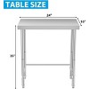 Stainless Steel Table, NSF Commercial Prep Work Table, 300LBS Heavy Duty Metal Table, Open Base Utility Workbench for Restaurant, Kitchen & Home - 3 of 4