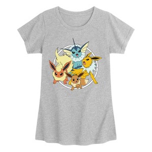 Girls' - Pokémon - Eevee Group Fitted Short Sleeve Graphic T-Shirt - 1 of 3