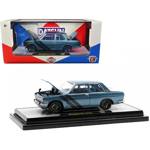 1970 Datsun 510 Blue Metallic with Dark Blue Stripes Limited Edition to  3850 pieces 1/24 Diecast Model Car by M2 Machines