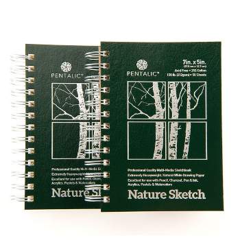 Pentalic- 7" x 5" Nature Sketch Book- 2 pack, 100 Sheets