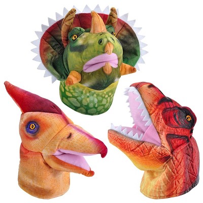 Wild Republic Dino Puppets with Sound Set - T-Rex, Pteranodon & Triceratops