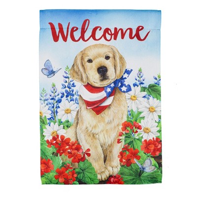 Evergreen Dog with Patriotic Bandana Garden Suede Flag 12.5 x 18 Inches Indoor Outdoor Decor