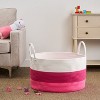 Gulches White-Pink Cotton Round Laundry & Storage Basket - 2 of 4