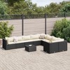 vidaXL Patio Sofa Set with Cushions Lounge Setting Outdoor Furniture Poly Rattan - Black and Cream 4x Corner 5x Middle Table - 2 of 4