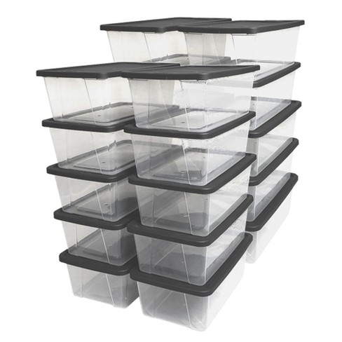 Homz 15-Quart Clear Plastic Stackable Storage Container Organizer Bin with  Gray Snaplock Latching Lid for Home and Office Organization (8 Pack)