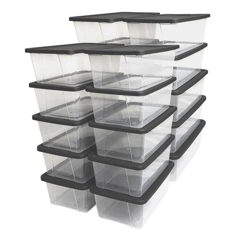 Homz Snaplock Stackable 6 Quart Clear Organizer Storage Container Bin with Tight Seal Gray Lid for Home Organization (20 Pack), 1 of 7