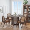 PexFix 52" x 52" Farmhouse Kitchen Dining Room Table Furniture Round Walnut Kitchen Table with Rattan Woven Legs for Kitchen Bar Living Room - 4 of 4