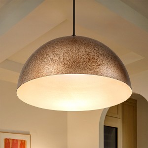 Rennnsan Grainor 15"-23" W 1 -Light Gold Foiled Dimmable Oversized Industrial Dome Pendant in Dark Silver - 1 of 4