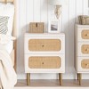 JIONJOY Coastal Wicker Nightstand - 2-Drawer Boho Side Table with Rattan Details & Antique Brass Hardware - 2 of 4