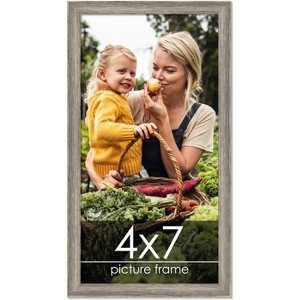 PosterPalooza | 4x7 Thin Barnwood Picture Frame, UV Acrylic, 2 Finishes - Grey and Black - 1 of 4
