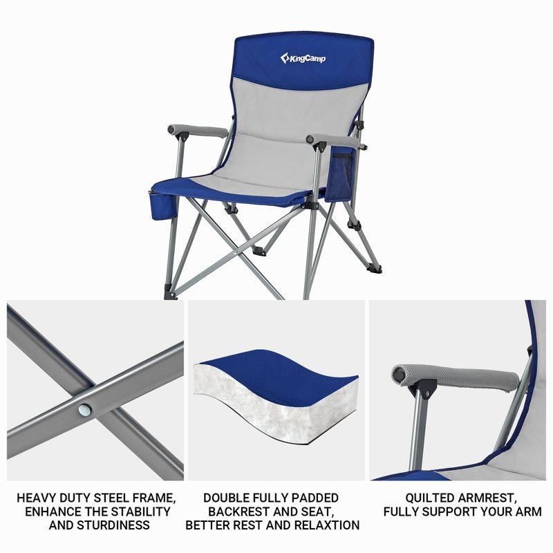 KingCamp Padded Outdoor Folding Lounge Chair Swiveling Cupholder, Side Pocket, and Carry Bag for Camping, Sporting Events, and Tailgating, 5 of 7