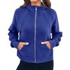 Imily Bela Women's zipper hoodie with a short cut, polo collar, casual cotton long sleeves, and thumb holes - 3 of 4