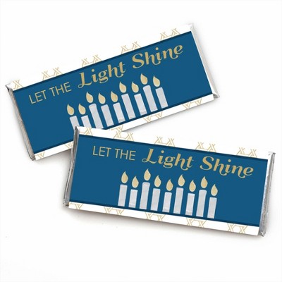 Big Dot of Happiness Happy Hanukkah - Candy Bar Wrapper Chanukah Party Favors - Set of 24